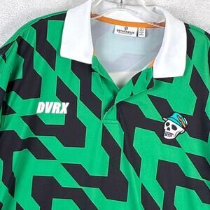 Devereux Golf Polo Shirt Men L Green Black Embroidered Skull Performance Stretch